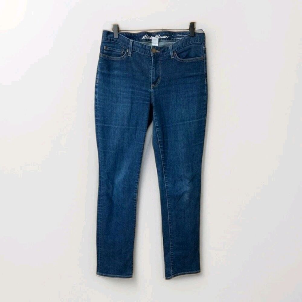Eddie Bauer Jeans Womens 8 Blue Denim Curvy Straight Leg Stretch Casual Classic